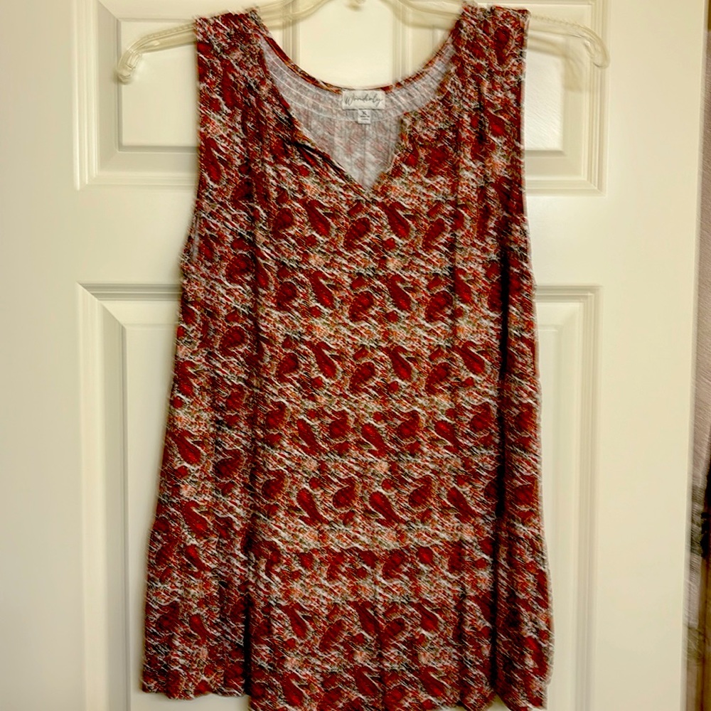 Wonderly extra large, white, orange and green tank top